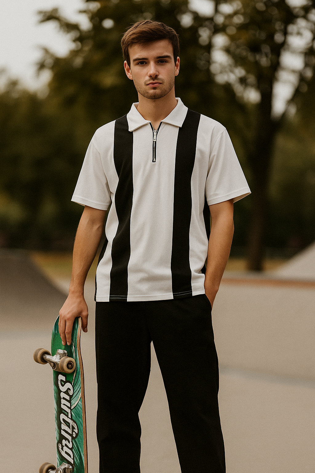 Monochrome zip-collar polo tee