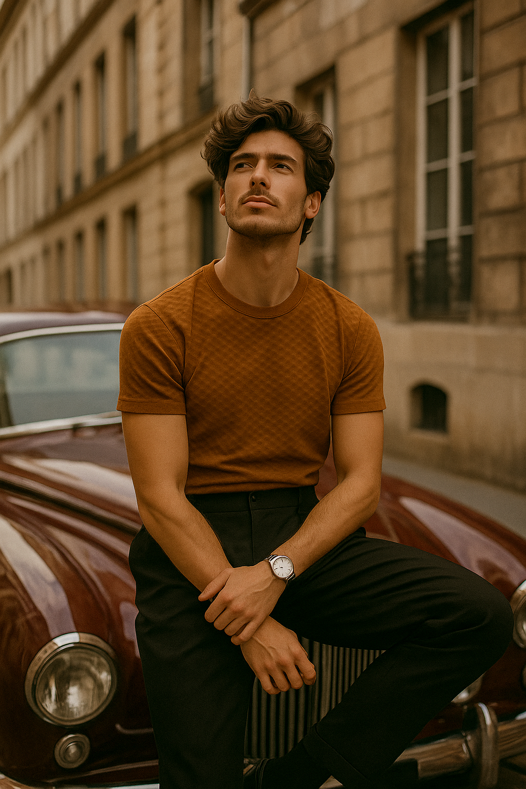Pattern T Shirt Crew Neck Classic Bentley Campaign