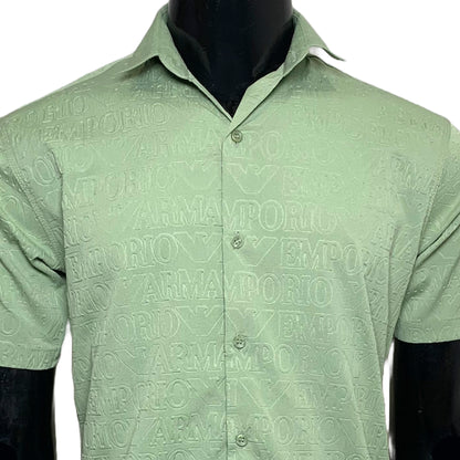 Armani Embossed Cotton Half Sleeves Shirt