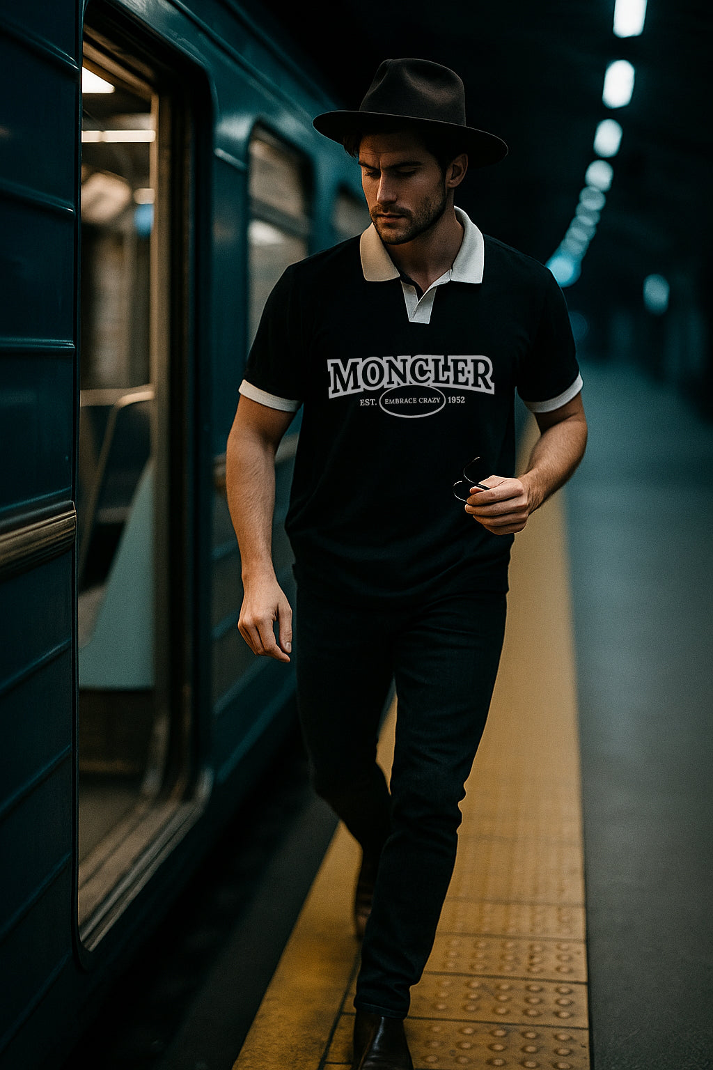 Moncler-Inspired Contrast Collar Polo Tee
