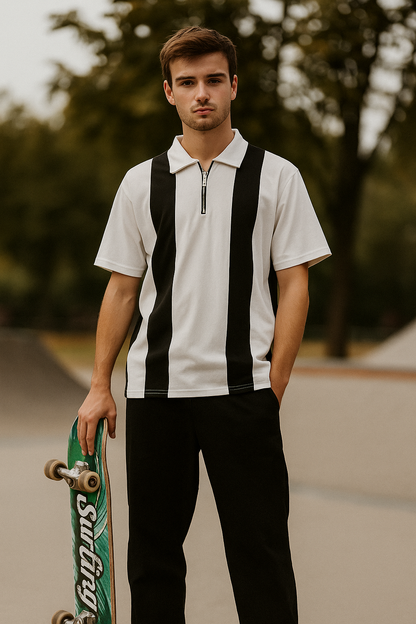 Monochrome zip-collar polo tee