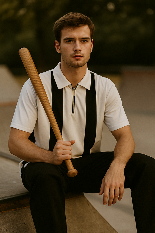 Monochrome zip-collar polo tee