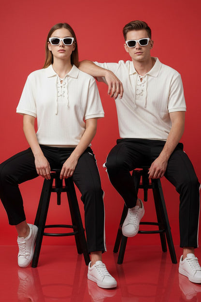 MODERN VIBES LACES POLO SHIRT