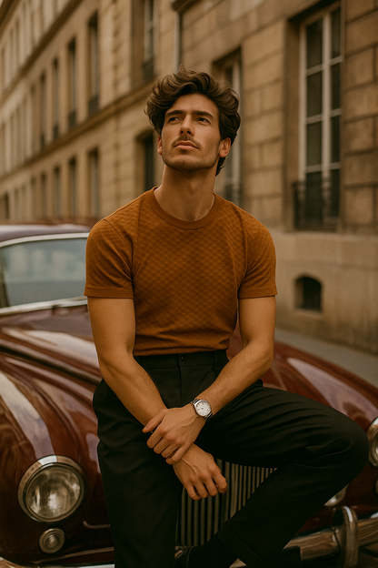 Pattern T Shirt Crew Neck Classic Bentley Campaign