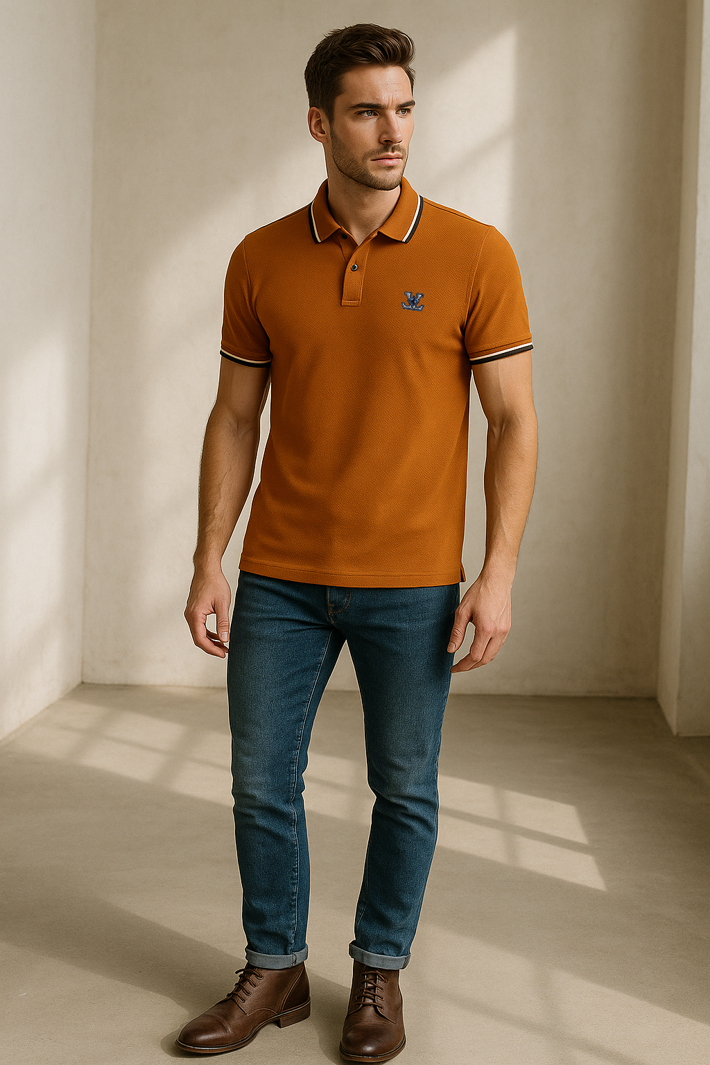 Stripe Collar Polo T-Shirt
