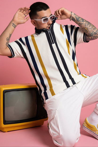 Line Polo Zip Collar Shirt CTRL Campaign