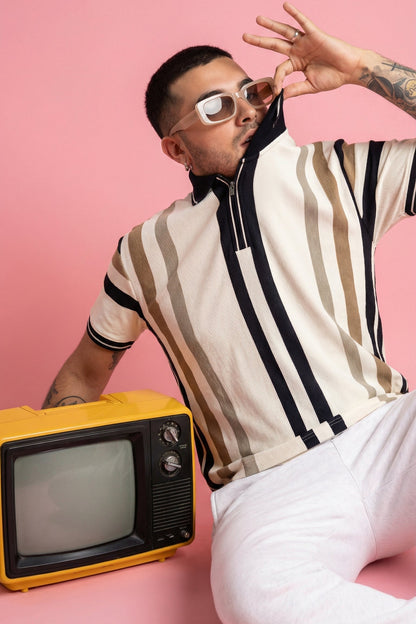 Line Polo Zip Collar Shirt CTRL Campaign
