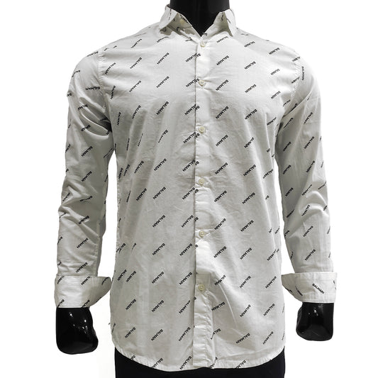 BALMAIN Printed Cotton Full Sleeve Shirt