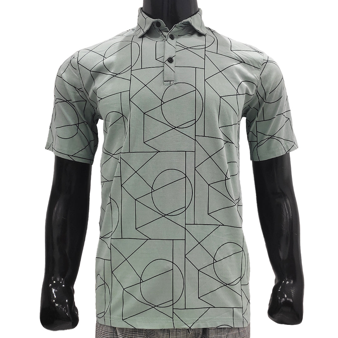 Line Printed Polo T-Shirt