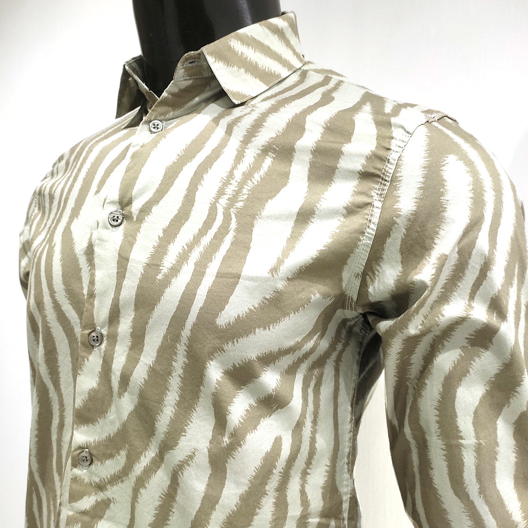 Zebra Print Cotton Full Sleeve Shirt