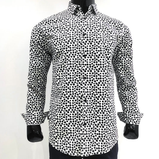 Black & White Printed Cotton Full Sleeve Shirt