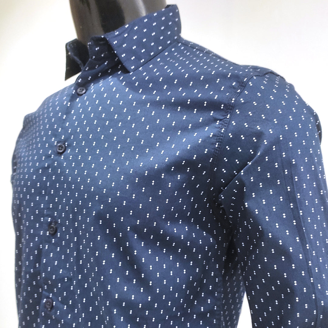 Dotted Print Cotton Full Sleeve Shirt