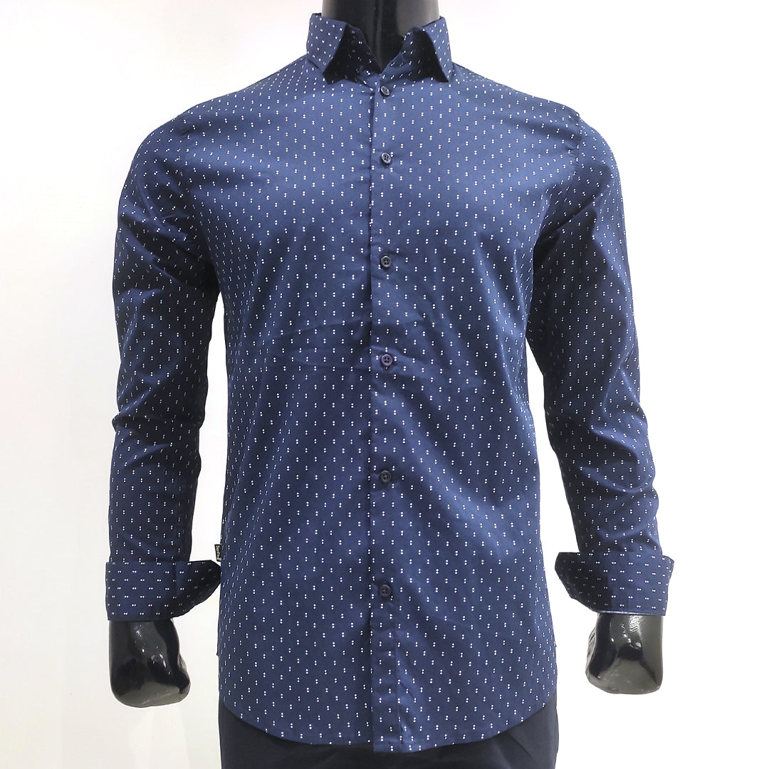 Dotted Print Cotton Full Sleeve Shirt