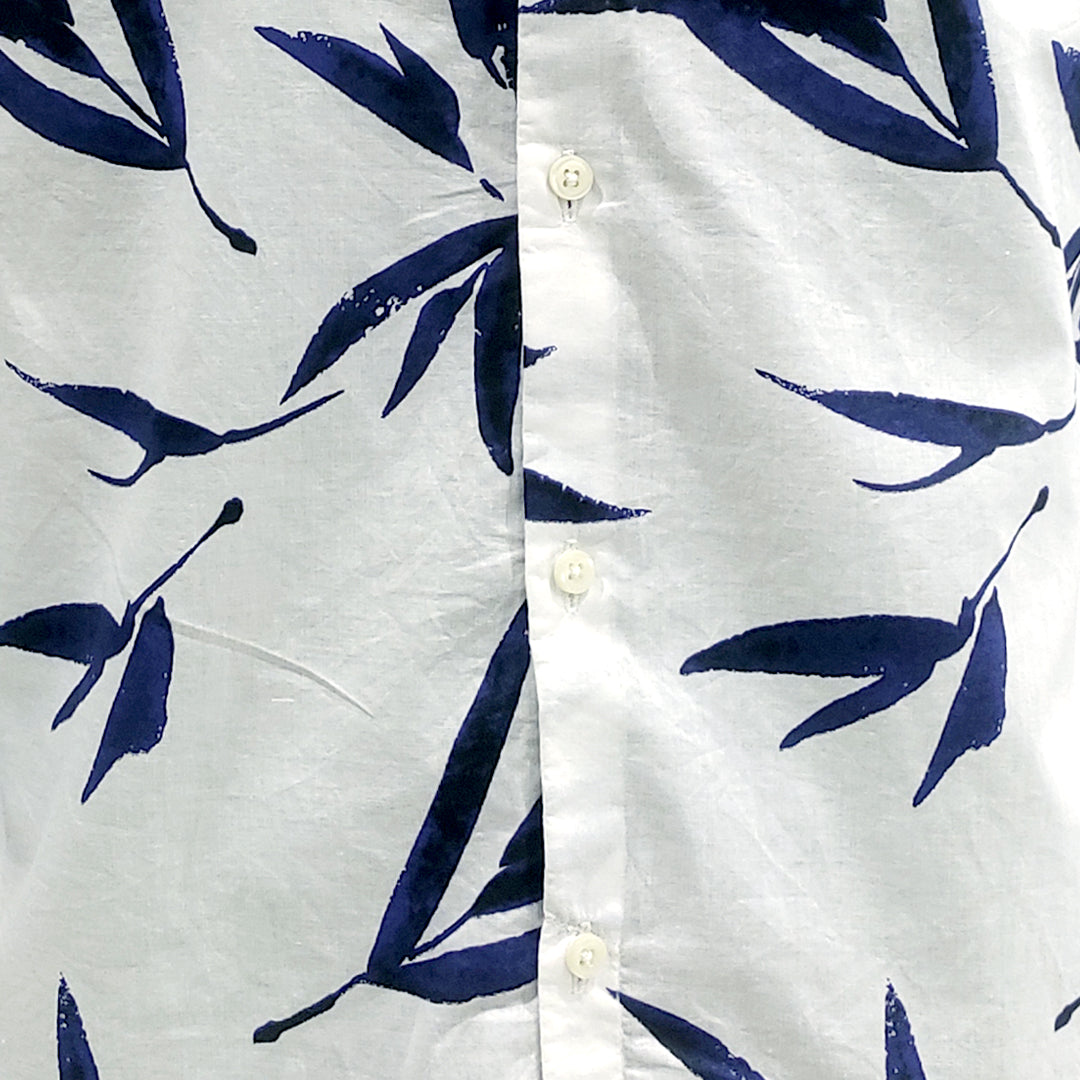 Leaf Print Cotton Full Sleeve Shirt