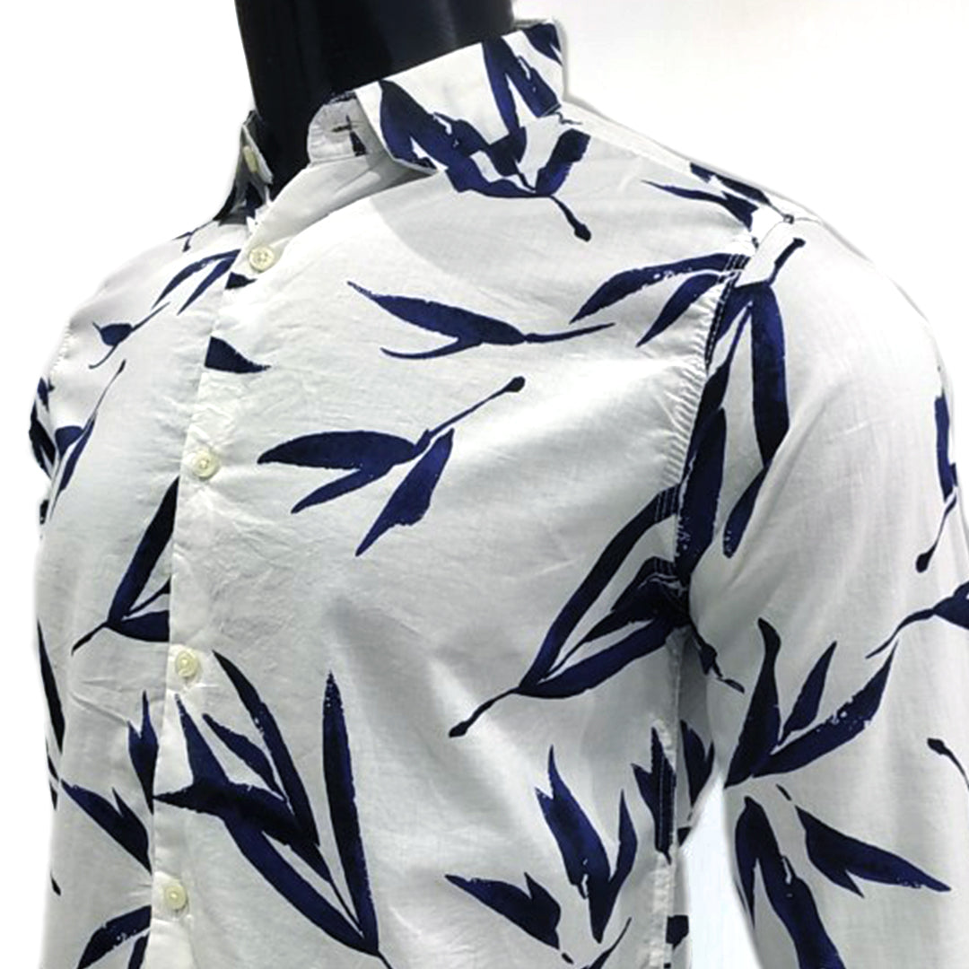 Leaf Print Cotton Full Sleeve Shirt