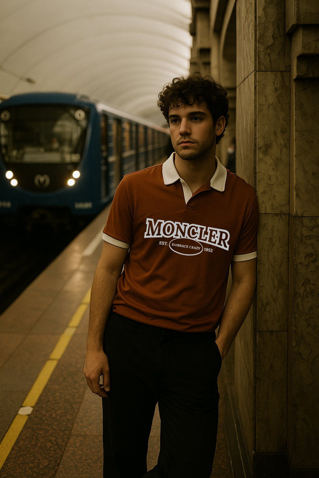 Moncler-Inspired Contrast Collar Polo Tee