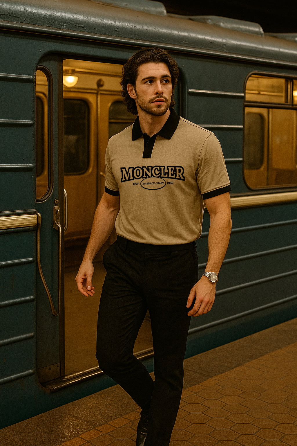 Moncler-Inspired Contrast Collar Polo Tee