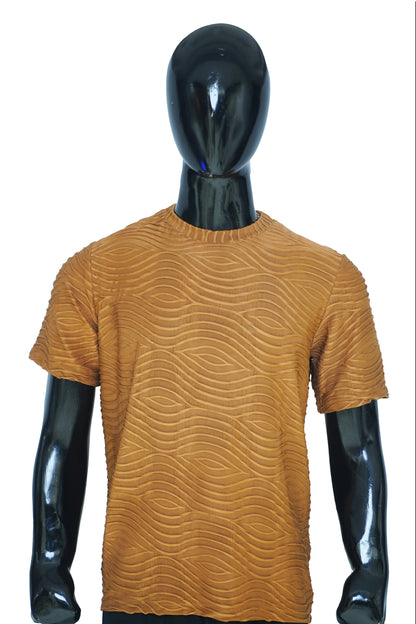 Men’s 3D Wave Textured T-Shirt – Multiple Colors