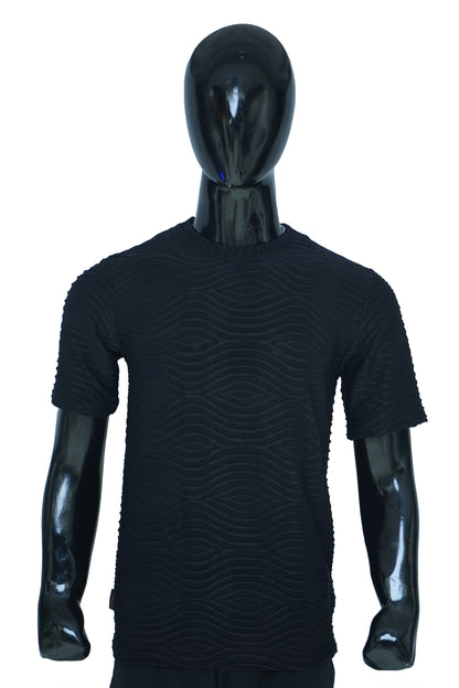 Men’s 3D Wave Textured T-Shirt – Multiple Colors